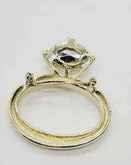 Huge Engagement Ring Brooch Pin Vintage Gold Tone Rhinestone Funny