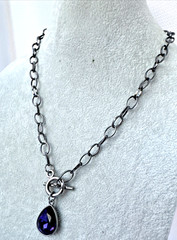 y2k Purple Gunmetal Modernist Necklace Jewelry VTG Goth Silver boho career witch
