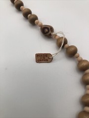 3 Vintage Wood 56 inch Beaded Necklaces With Tag Made In Japan NOS