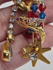 Vintage Repurpused Lunch At The Ritz Patriotic American Flag Charm Brooch