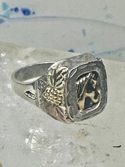 Black Hills Gold Ring onyx horse leaves cowgirl band sterling silver size 6 wome