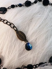 Vintage Belladonna Canada Black Iridescent Flower Drop Necklace Gothic Victorian