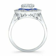 2Ct Art Deco Style Lab Created Diamond Engagement Wedding 14K White Gold FN Ring
