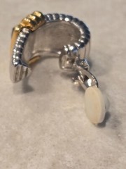 Vintage Joan Rivers Silver Gold Black Enamel Clip On Earrings