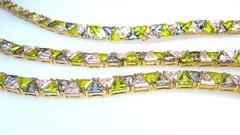 Nice Ross Simons Sterling w Gold Overlay Pastel Jeweled Necklace & Bracelet Set