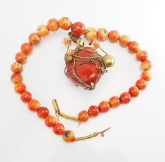 One of a kind red gemstone chunky handmade necklace
