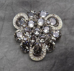 Weiss Rhinestone Brooch Vintage Pin Smoky Clear Faceted Crystal 1.75 inch 110h