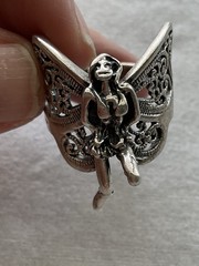 925 Sterling Silver Detailed Fairy Ring Size 9.5 Vintage Estate Jewelry