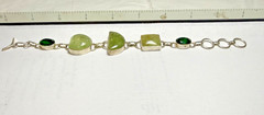 925 Sterling Silver Prehnite Gemstone Link Bracelet Adjustable 7 1/2 in – 9 inch