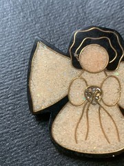 Vtg 1980’s Angel Christmas Pin Retro Collectible Costume Jewerly Brooch 2”x2”