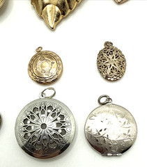 Vintage to Now Jewelry Pendant & Charm Lockets Gold & Silver Tone Lot of 12