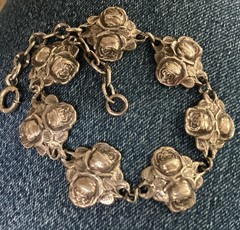 Sterling silver Double rose Double Sided Saint bracelet Catholic 8” 21.9 Gr.