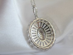 Antique Style Sterling Silver 925 Baguette Cluster CZ Large Pendant Necklace 18″
