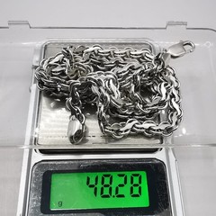 Vintage Signed Handmade 925 Sterling Silver Jewelry Chain 24.02in 0.24inW 1.70oz