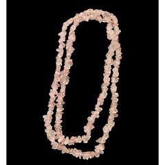 Pink Rose Quartz Gemstone Chip Stone Necklace 34″ Long 48 Grams Gemstone Healing