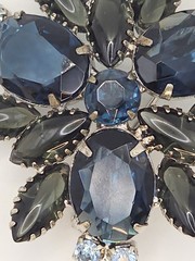 Vintage Juliana DeLizza Elster Sapphire Blue Rhinestone Brooch Pin Unmarked