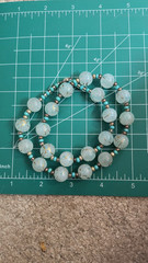 VTG Turquoise & Hand painted Glass Beads / 18″ Necklace, 1900s Venetian Murano