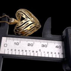 Vermeil 925 Sterling Silver Diamond Cut Open Design Puffy Heart Pendant Necklace