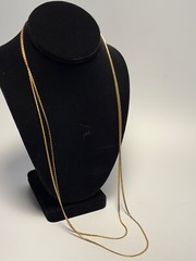 Necklace Long Multi Layer Chain Gold Tone Signed Interesting Large Clasp