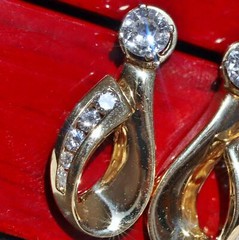14k yellow gold earring jackets 0.42ct diamond vintage handmade 4.6gr N2864