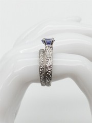 $7K Scott Kay 1.62ct Cert Blue NO HEAT Sapphire Diamond 19k White Gold Ring SET