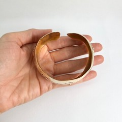 Vintage 1950’s Handmade Flower Cuff Bangle Bracelet 10K Yellow Gold, 28.60 Grams