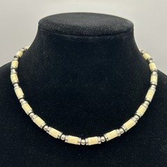 Tribal Necklace Carved Beads Metal Spacers 17.5 – 19.5 inches