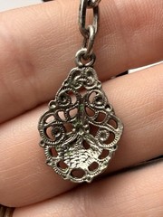 Vintage Tribal Ethnic Filigree Metalwork Fringe Tassel Necklace Silver Tone Boho