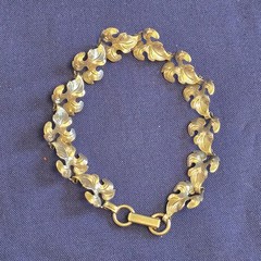 Vtg Sterling Silver Leaf Bracelet 7.32g Fine Jewelry 7.25″ Floral Fold Over