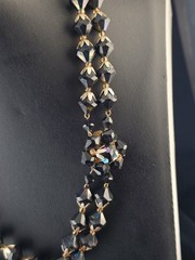 Vintage Lucite Faceted Black Aurora Necklace Mid Century Decorative Clasp 19″