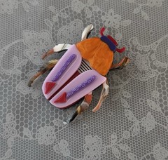Vintage style large beetle acrylic brooch pin