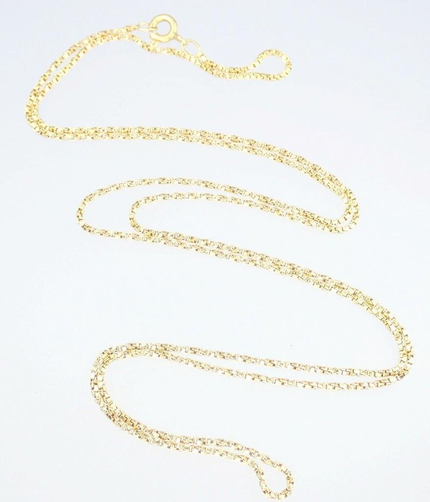 Pretty Vintage 24” Solid 18K Yellow Gold 1mm Square Belcher Chain Necklace 4.7g