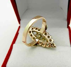 Vintage Solid 14k 585 Rose & White Gold Cluster Diamonds Navette Ring size 5.5