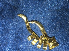 Antique Open Leaf Slide Abstract Baguettes Amber Color Rhinestone 1.5″ Pendant