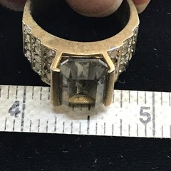 Vintage Gold Plated Smokey Grey Aust & Clear Crystals Unique Ring varied sizes