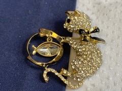 Vtg Mixed Cat Jewelry Lot Enamel Faux Pearl / Onyx / Gems Rhinestones