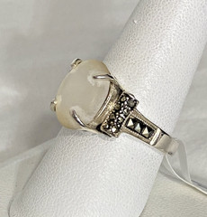Vintage Sterling Silver White Stone Marcasite Ring JC Signed Size 9.5 NOS 5g
