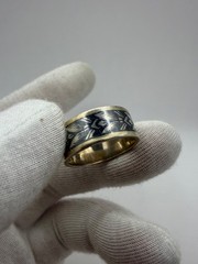 Vintage 875 Silver Ring Northern Niello USSR Size 8.5 Ethnic Band – 6.26g