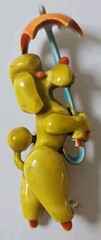 Vintage LISNER Poodle Dog Holding Umbrella Brooch Pin Enamel MCM Figural