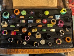40+ Vintage Bakelite Lucite Etc plastic ring collection! Many sizes & designs!