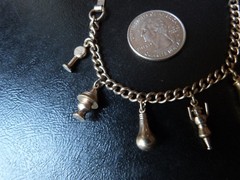 Vintage 1950s 60s Charm Bracelet Silver Tone 7 Inches Airplane Propeller Turns