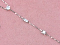 ESTATE ART DECO 1.03ct TRILLION DIAMOND LINE DROP PLATINUM LARIAT CHAIN NECKLACE