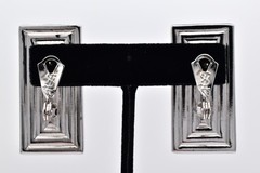 YSL Yves Saint Laurent Red Resin Silver Tone Pierced Earrings Vintage Flaw BinBF