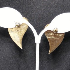 Laurel Burch “Dove Heart” Post Earrings, Gold Plated, 1980s Vintage Jewelry