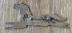 Silver Horse Brooch Pin Signed by Yaqui Jeweler Michael Horse