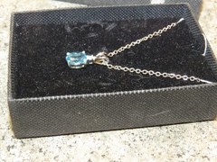Vintage Blue Stone Silver Tone Necklace w/ Case