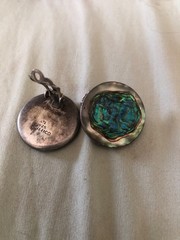 Mexico 925 ATI Signed Sterling Silver And Abalone Vintage Earrings Clip On