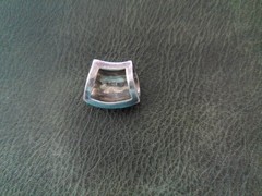 Vintage Sterling Silver Slide Pendant Curved Opal Mosaic Inlay 3/4″