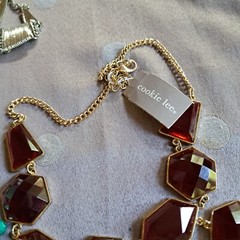 Statement Necklaces 1 Nwt Cookie Lee Lot of 3 Red stones Blue Stones Silver 16″