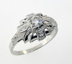 Antique 1920’s Art Deco Platinum Diamond Engagement Ring